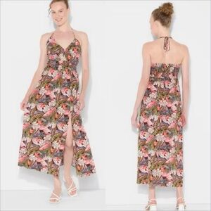 Women's Ruched Maxi coquette A-Line Dress - Wild Fable Assorted Pinks Floral M